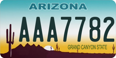 AZ license plate AAA7782