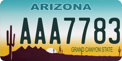 AZ license plate AAA7783