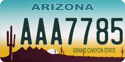 AZ license plate AAA7785