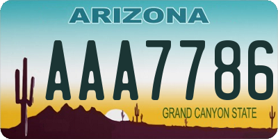 AZ license plate AAA7786