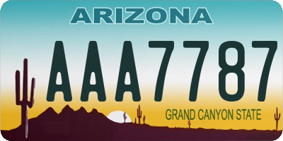 AZ license plate AAA7787