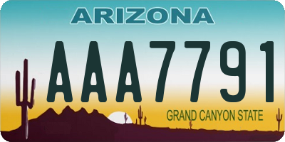 AZ license plate AAA7791