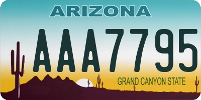 AZ license plate AAA7795