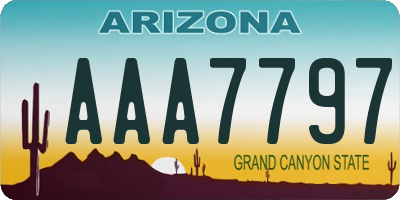 AZ license plate AAA7797