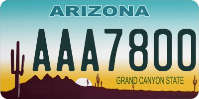 AZ license plate AAA7800