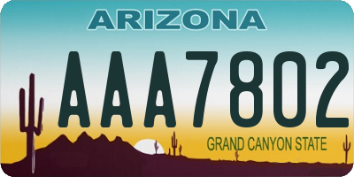 AZ license plate AAA7802