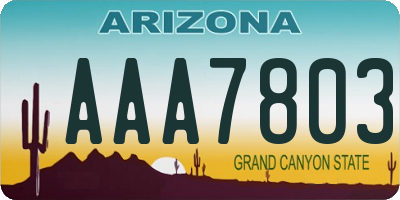 AZ license plate AAA7803