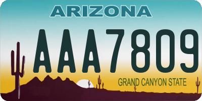 AZ license plate AAA7809