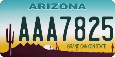 AZ license plate AAA7825