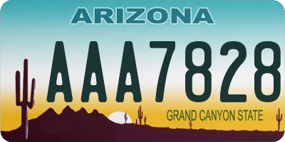 AZ license plate AAA7828