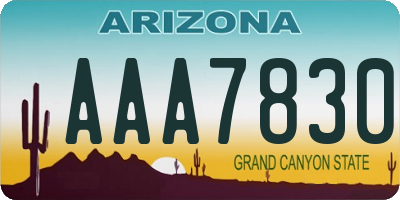 AZ license plate AAA7830