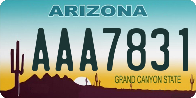 AZ license plate AAA7831