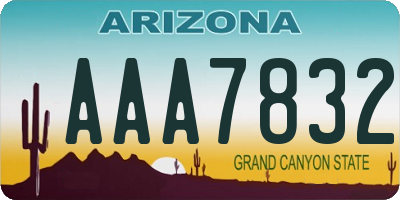 AZ license plate AAA7832