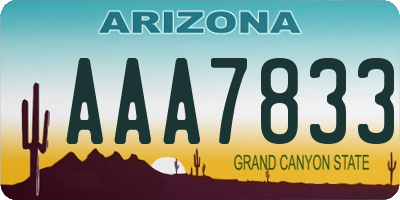 AZ license plate AAA7833