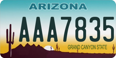 AZ license plate AAA7835