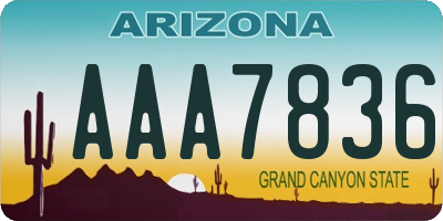 AZ license plate AAA7836