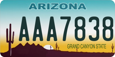 AZ license plate AAA7838