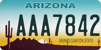 AZ license plate AAA7842