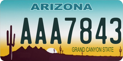 AZ license plate AAA7843