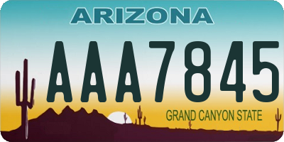 AZ license plate AAA7845