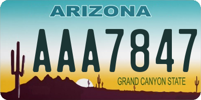 AZ license plate AAA7847