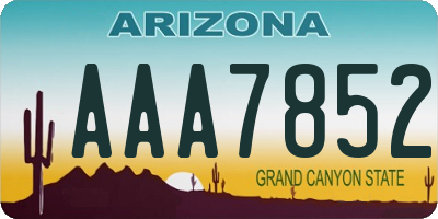 AZ license plate AAA7852