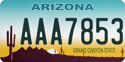 AZ license plate AAA7853