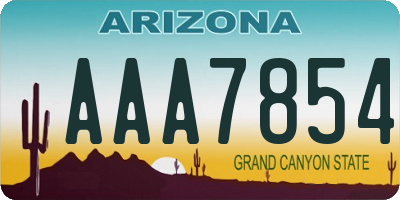 AZ license plate AAA7854