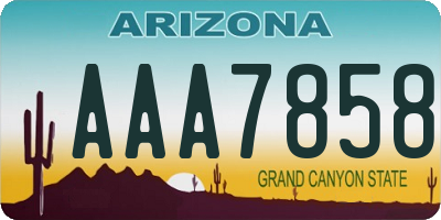 AZ license plate AAA7858