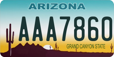 AZ license plate AAA7860