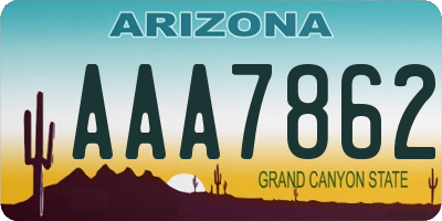 AZ license plate AAA7862