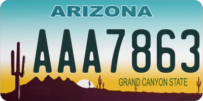 AZ license plate AAA7863