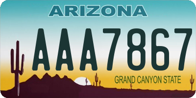 AZ license plate AAA7867