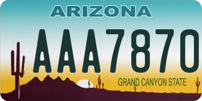 AZ license plate AAA7870