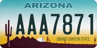 AZ license plate AAA7871