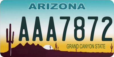 AZ license plate AAA7872