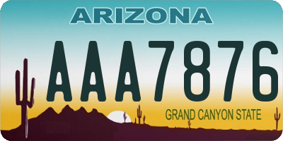 AZ license plate AAA7876