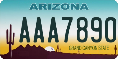 AZ license plate AAA7890