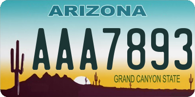 AZ license plate AAA7893