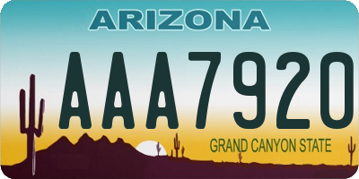 AZ license plate AAA7920