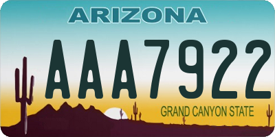 AZ license plate AAA7922