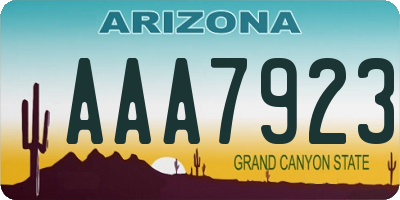 AZ license plate AAA7923