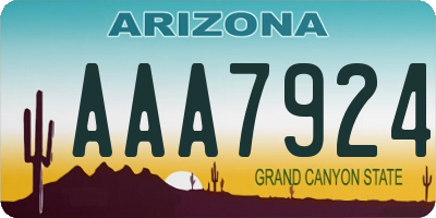 AZ license plate AAA7924