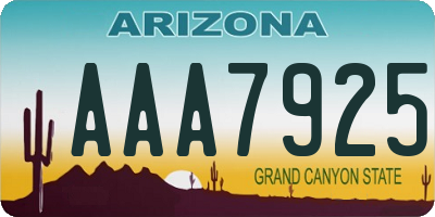 AZ license plate AAA7925