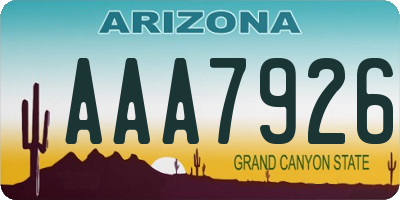 AZ license plate AAA7926