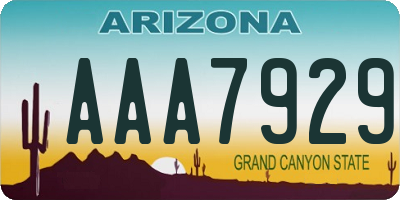 AZ license plate AAA7929