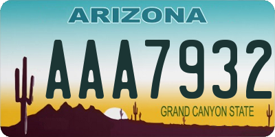 AZ license plate AAA7932