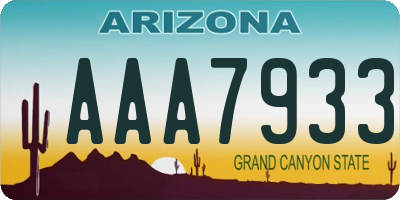 AZ license plate AAA7933