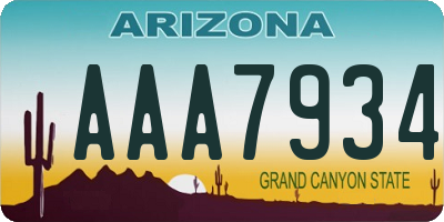 AZ license plate AAA7934