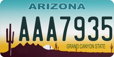 AZ license plate AAA7935